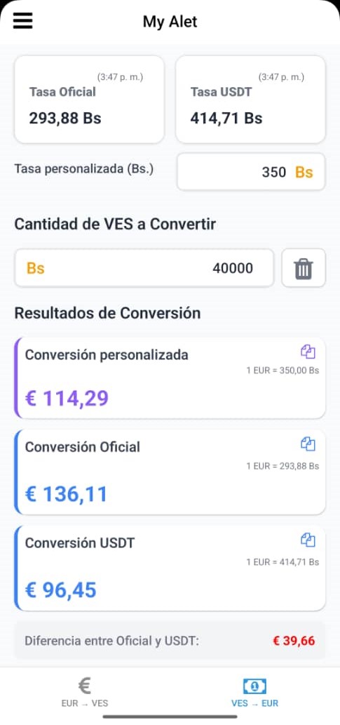 Pantalla de Configuración